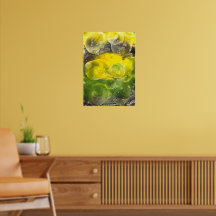 Arte abstracto pintado a mano amarillo y verde