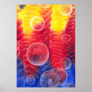 Arte abstracto pintado a mano rojo amarillo azul 