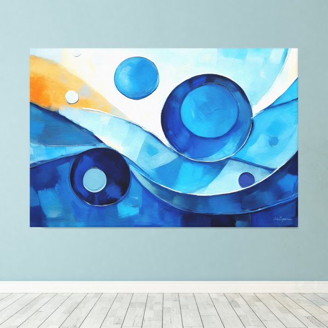 Arte abstracto pintado en Azul 03 (Insitu (piso de madera))