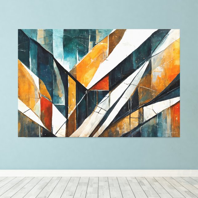 Arte abstracto pintado tono tierra  (Insitu (piso de madera))