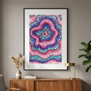 Arte abstracto psicodélico de líneas onduladas en