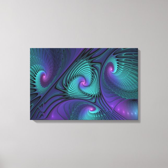 Arte abstracto púrpura y turquesa tríptico moderno (Anverso)