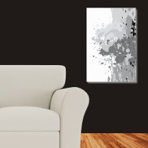Arte abstracto rebelde gris, blanco y negro con sa