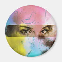 Arte abstracto retro pop, imán redondo
