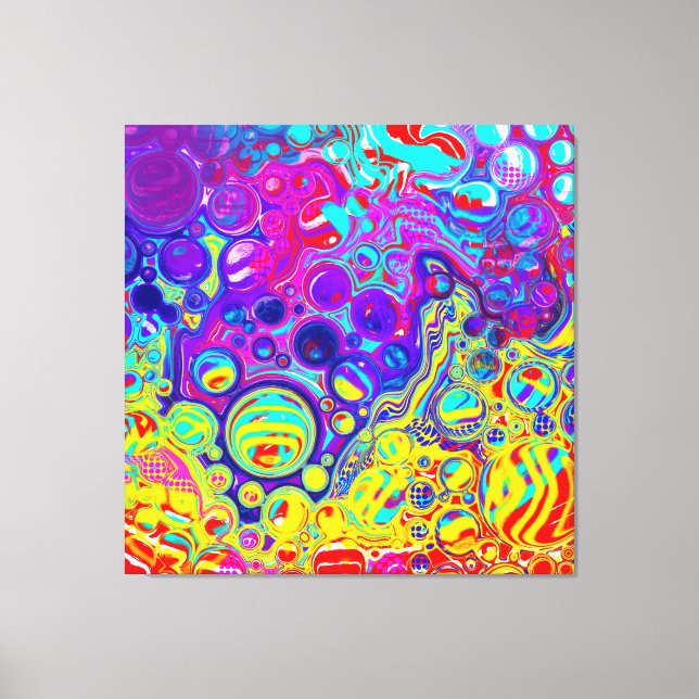 Arte abstracto rojo, morado, azul, amarillo verde (Anverso)