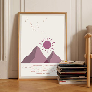 Arte abstracto romántico de bayas Atardecer Montañ