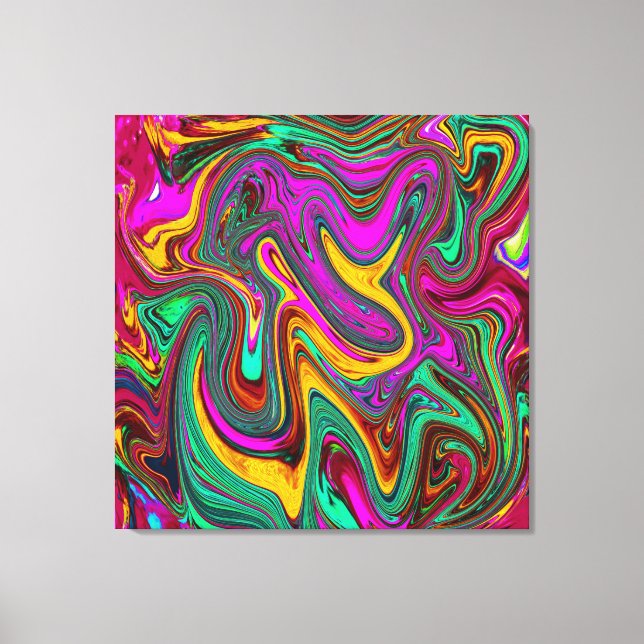 Arte abstracto rosa caliente y verde espuma de mar (Anverso)