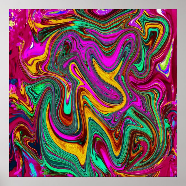 Arte abstracto rosa caliente y verde espuma de mar (Frente)