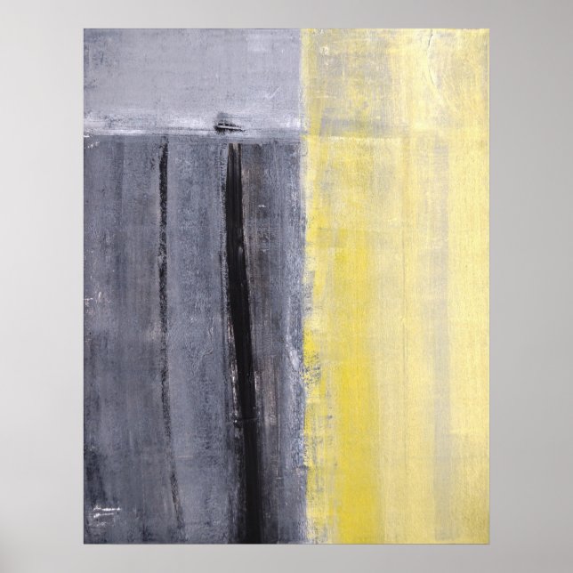 Arte abstracto "separado" gris y amarillo (Frente)