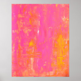 Arte abstracto "Sherbet" rosa y amarillo