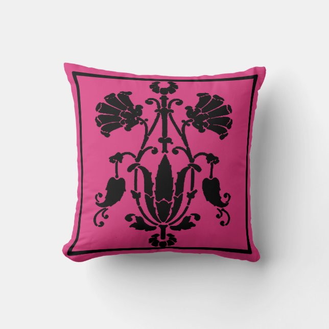 Arte abstracto sobre almohada rosa profunda (Anverso)