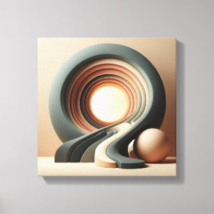 Arte abstracto surrealista curvo en estilo de tono