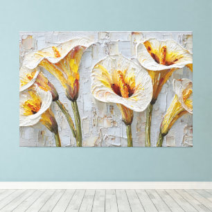 Arte abstracto texturizado de lirios de calla blan