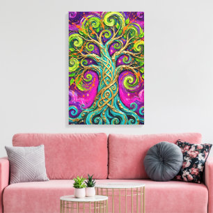 Arte abstracto texturizado en lienzo del árbol de
