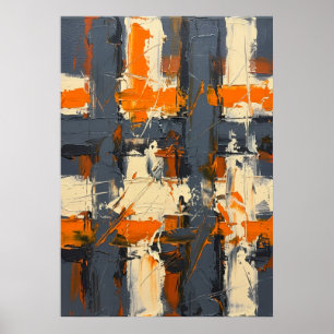 Arte abstracto texturizado naranja y gris