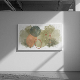 Arte abstracto verde stokes, círculos de durazno c