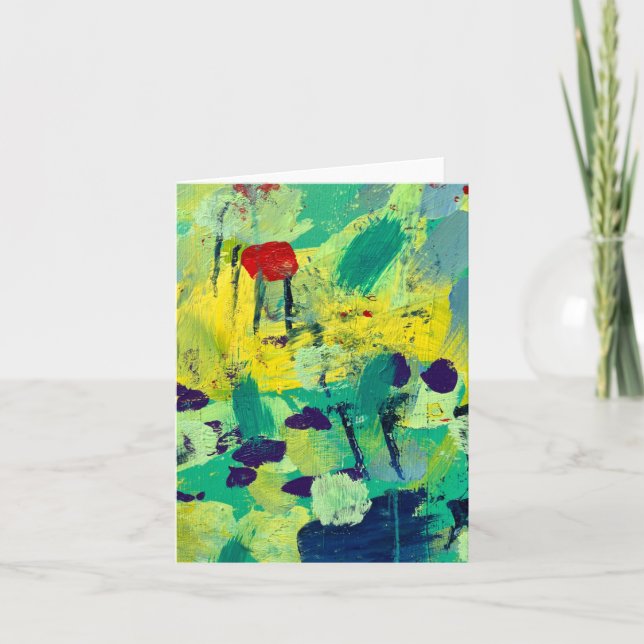 Arte abstracto verde y azul juguetón (Anverso)