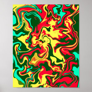 Arte abstracto vibrante de color rojo, amarillo y