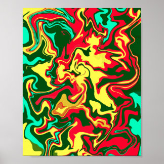 Arte abstracto vibrante de color rojo, amarillo y 