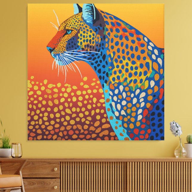 Arte abstracto vibrante de leopardo (Insitu (Sala de estar))