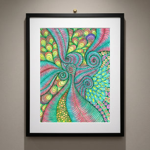 Arte abstracto vibrante dibujado a mano con remoli
