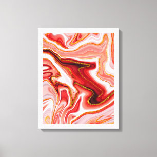 Arte abstracto vibrante rojo y dorado