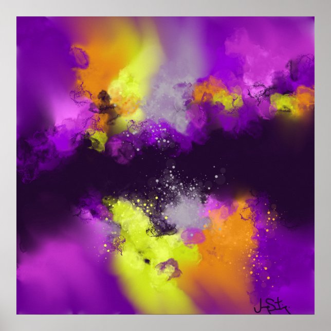 Arte abstracto violeta morado amarillo moderno (Frente)
