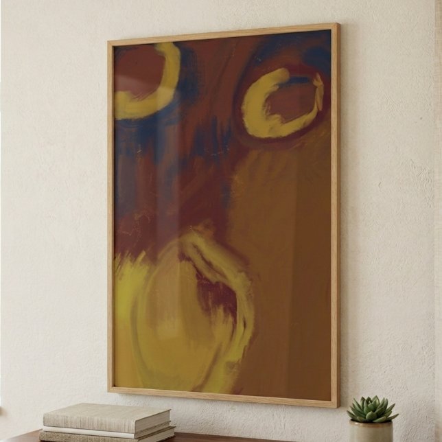 Arte abstracto Wabi Sabi terroso de gran formato p (An organic wabi-sabi poster for a new apartment renter celebrating a casual housewarming.)