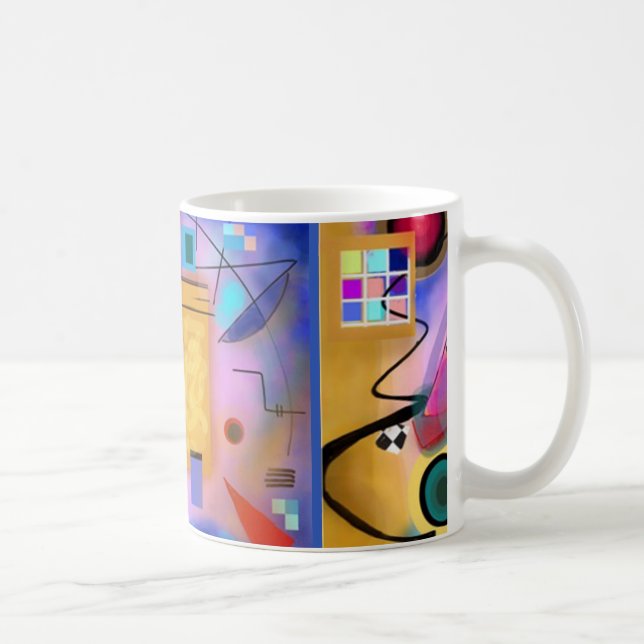 Arte abstracto y taza inspirada cubista (Derecha)