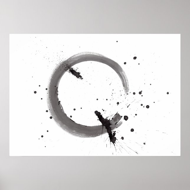 Arte abstrata preto e branco em aquarela (Frente)