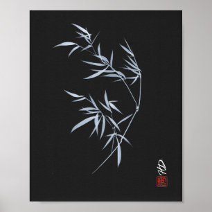 Arte Acuarela Círculo de Luna de Bambú