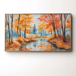 Arte Acuarela de Bosque Otoñal