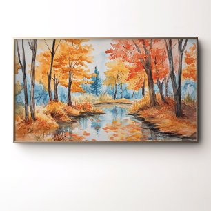 Arte Acuarela de Bosque Otoñal