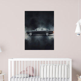 Arte acuarela de coche BMW negro moderno – Minimal