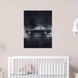 Arte acuarela de coche BMW negro moderno – Minimal