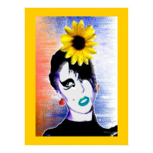 Arte Acuarela de Girasol Mariquita