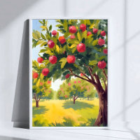 Arte Acuarela de Otoño en el Huerto de Manzanas