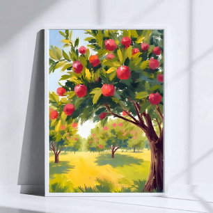 Arte Acuarela de Otoño en el Huerto de Manzanas