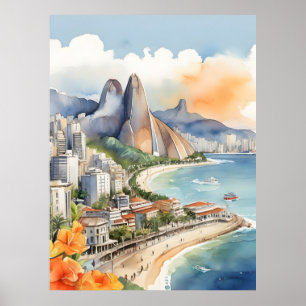 Arte acuarela de Río de Janeiro