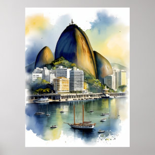 Arte acuarela de Río de Janeiro