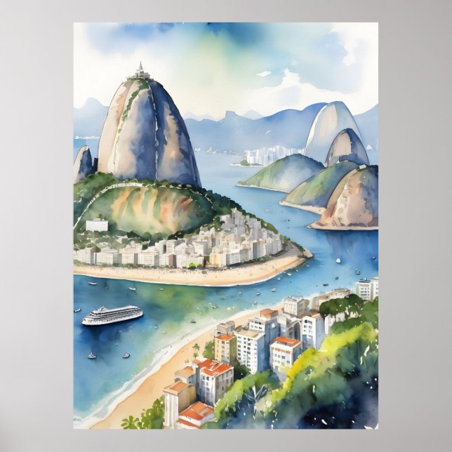 Arte acuarela de Río de Janeiro (Frente)