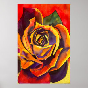 Arte acuarela de Rosa dorado