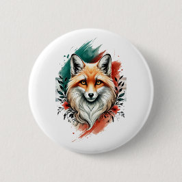 Arte acuarela - Elegante botón Mystic Fox