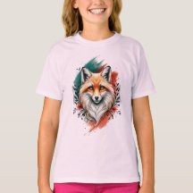 Arte acuarela - Elegante camiseta mística de Fox