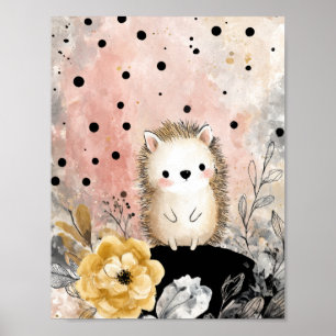 Arte Acuarela Floral de Erizo Caprichoso