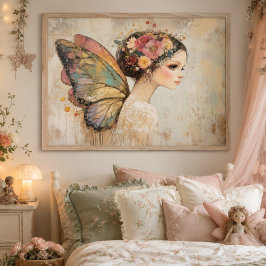 Arte Acuarela Pastel de Hada Mariposa Boho Bonito