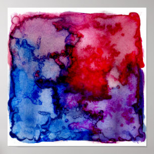 Arte acuático abstracto de color azul rojo