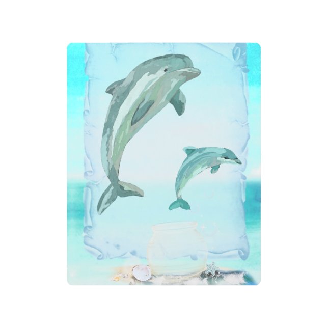 Arte acuático de delfines de playa (Anverso)