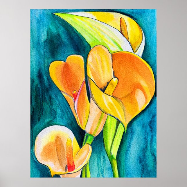 arte acuático de flores de Calla lily (Frente)