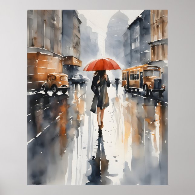 Arte acuático de la ciudad lluviosa (Frente)